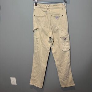 Y2K Guess Originals Carpenter Pants Women 25 Khaki Tan High Rise Straight Leg